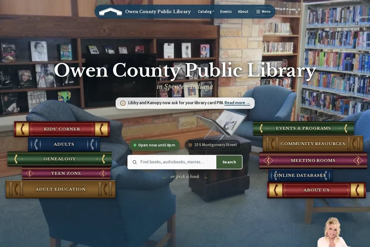 The Owen County Public Library home page