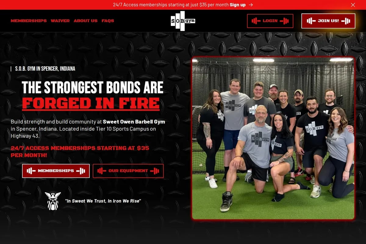 The S.O.B. Gym home page